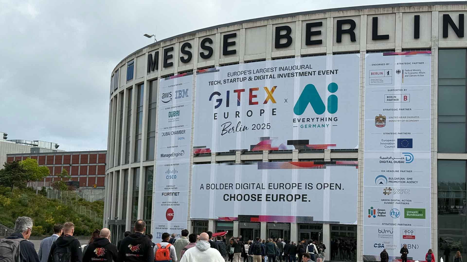 Close-up of the main entrance to Messe Berlin for GITEX Europe 2025