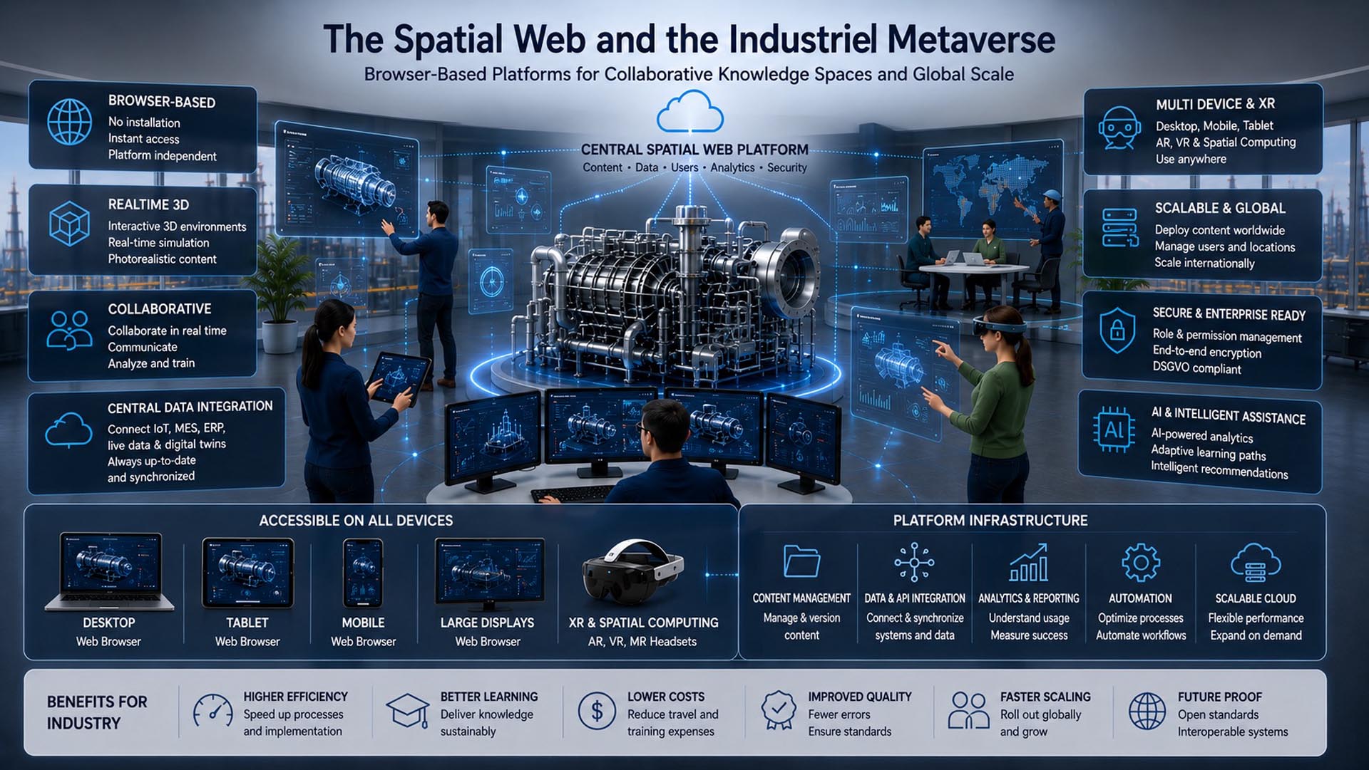 Browser based Spatial Computing platform for industrial knowledge transfer and collaborative training processes
