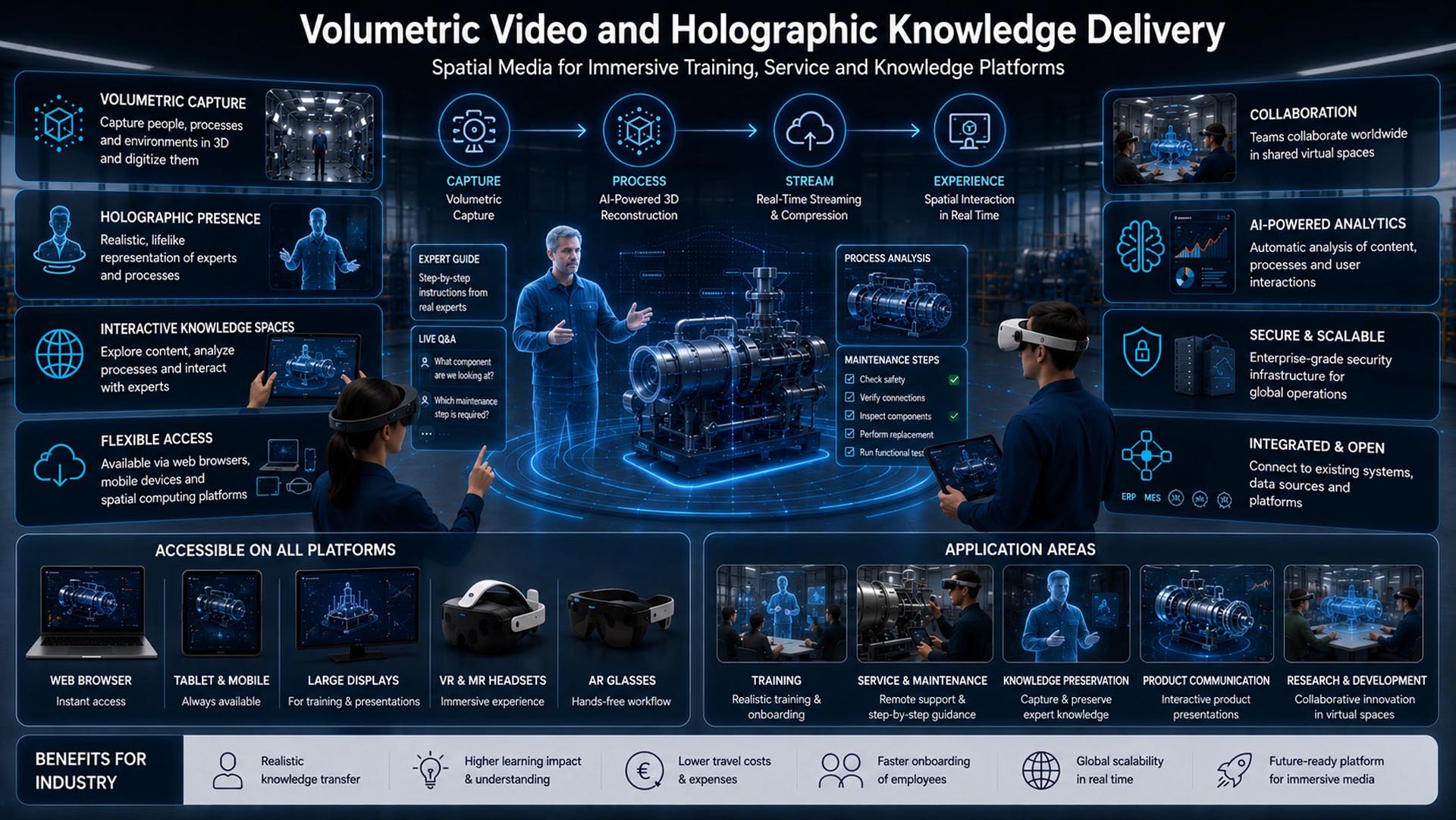 Volumetric knowledge transfer with holographic media and Spatial Computing platforms