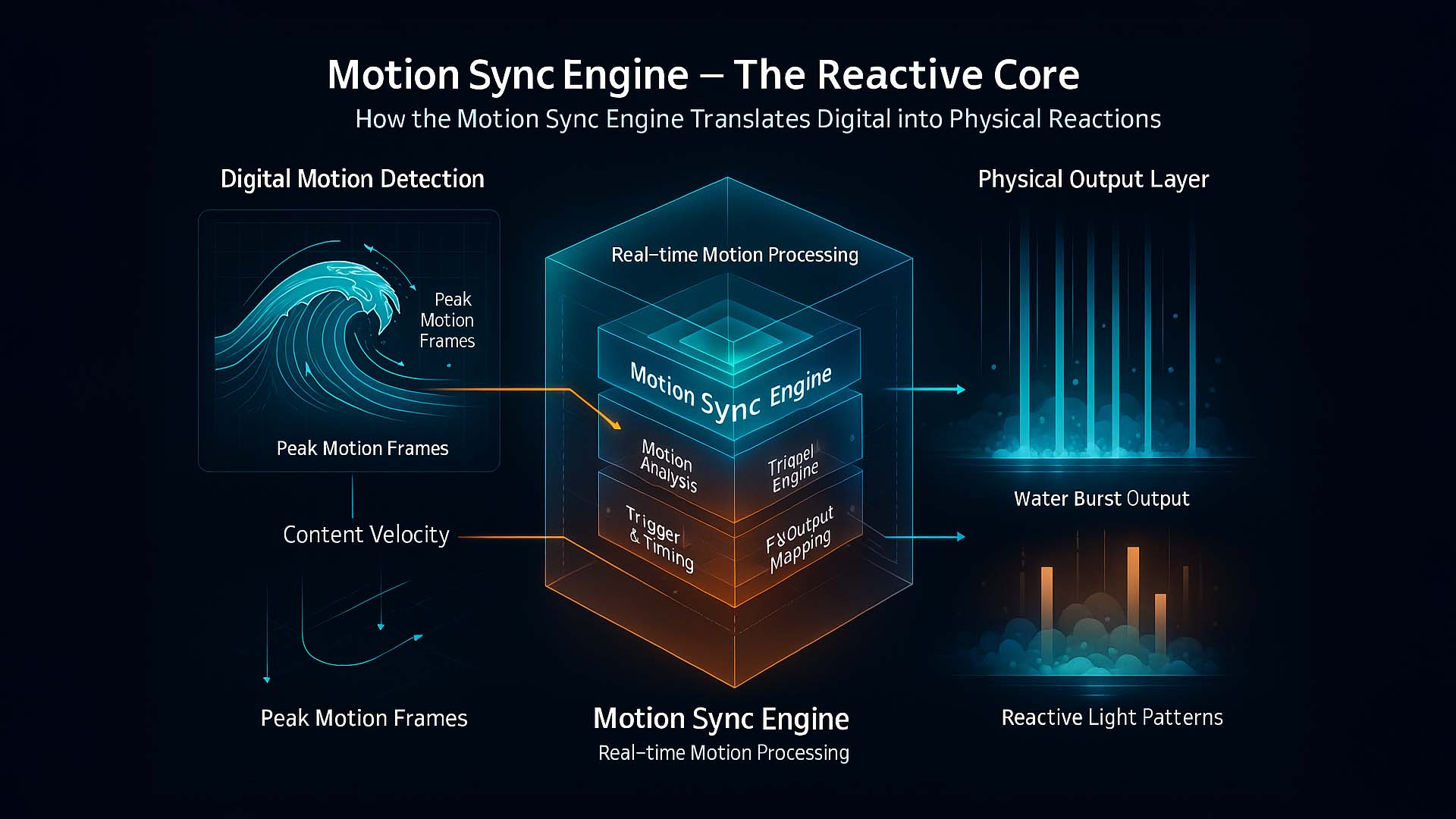 Technische Visualisierung der Motion Sync Engine