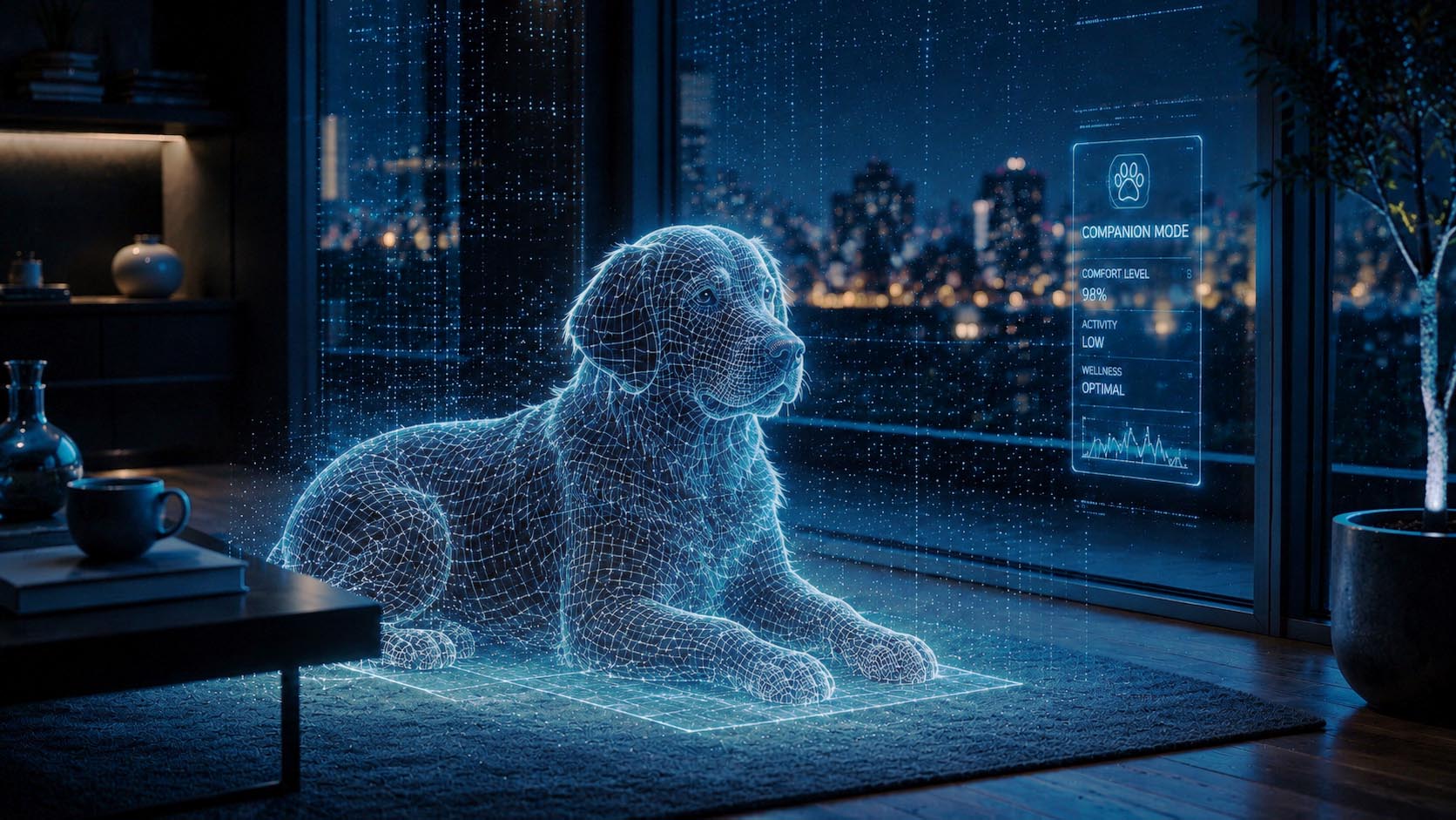 Digitaler Hund als transparentes Echtzeit 3D Modell
