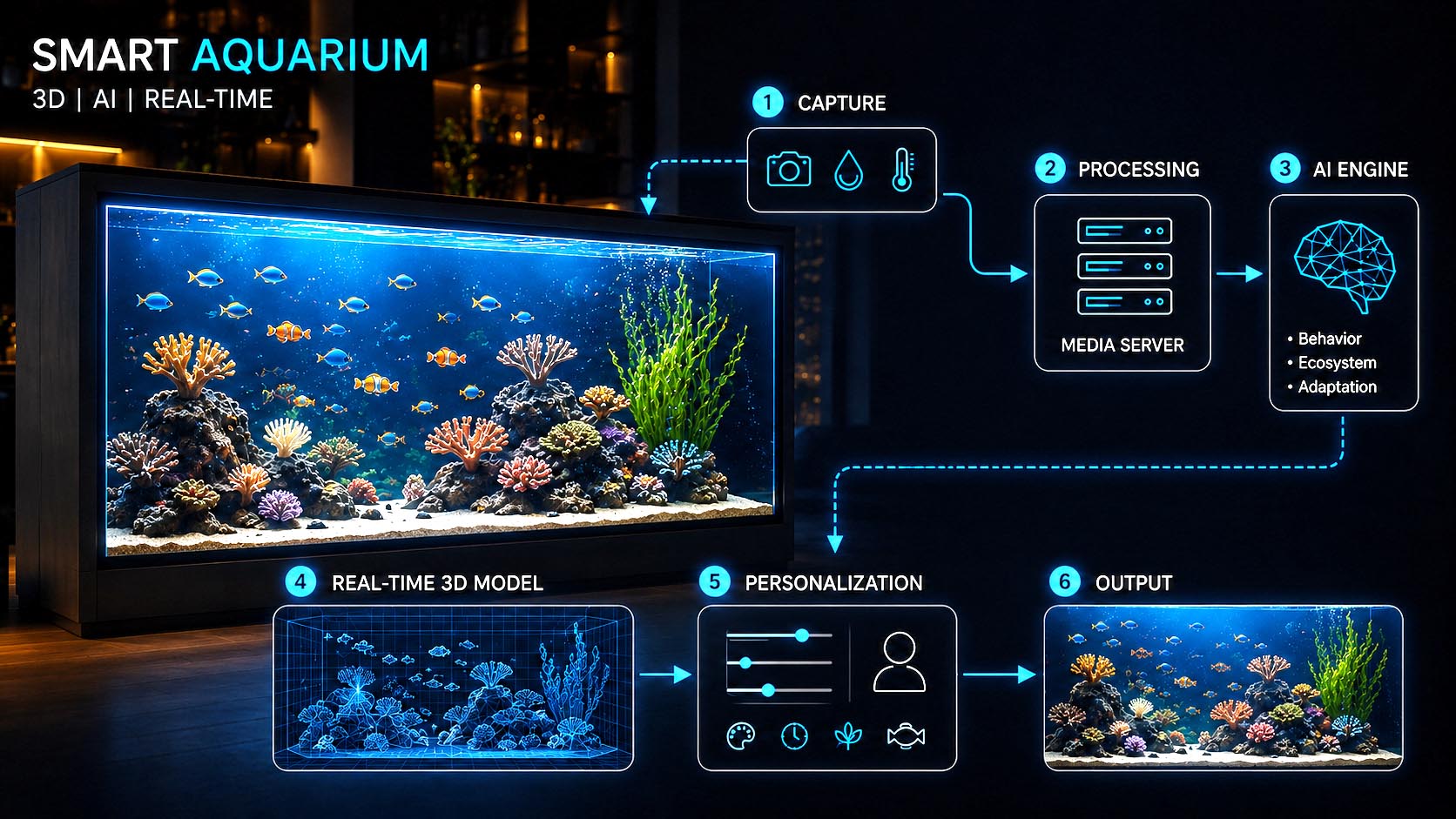 Systemarchitektur eines intelligenten KI Aquariums
