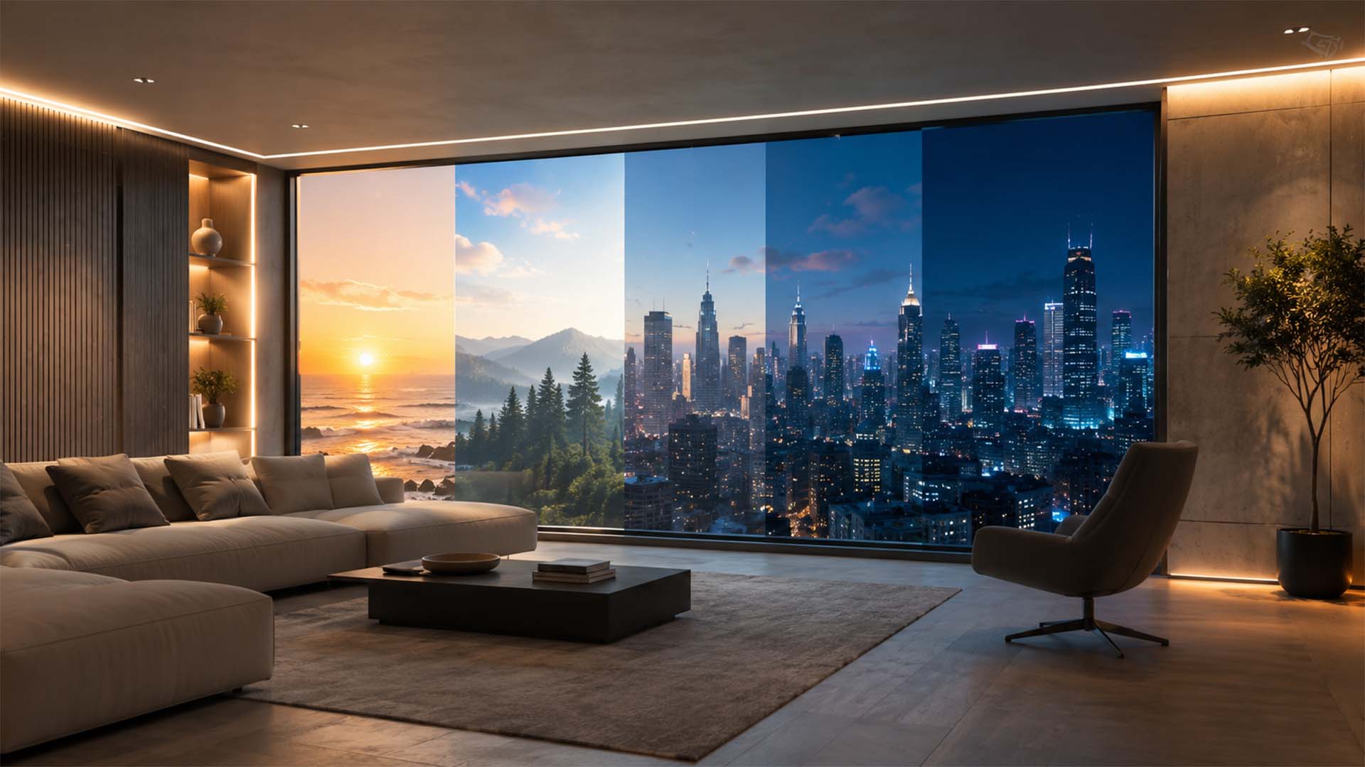 Programmierbare Architektur mit digitalem Meerblick