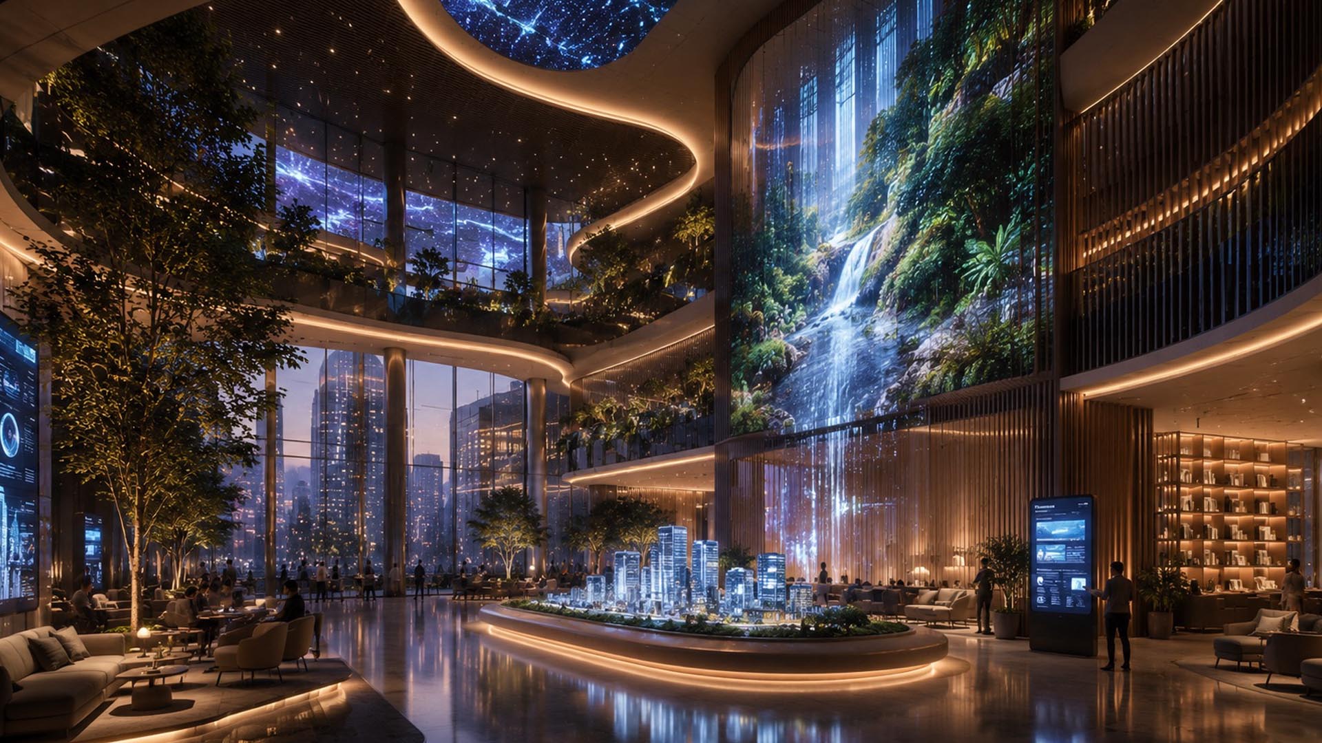 Adaptive media facade in futuristic urban architecture