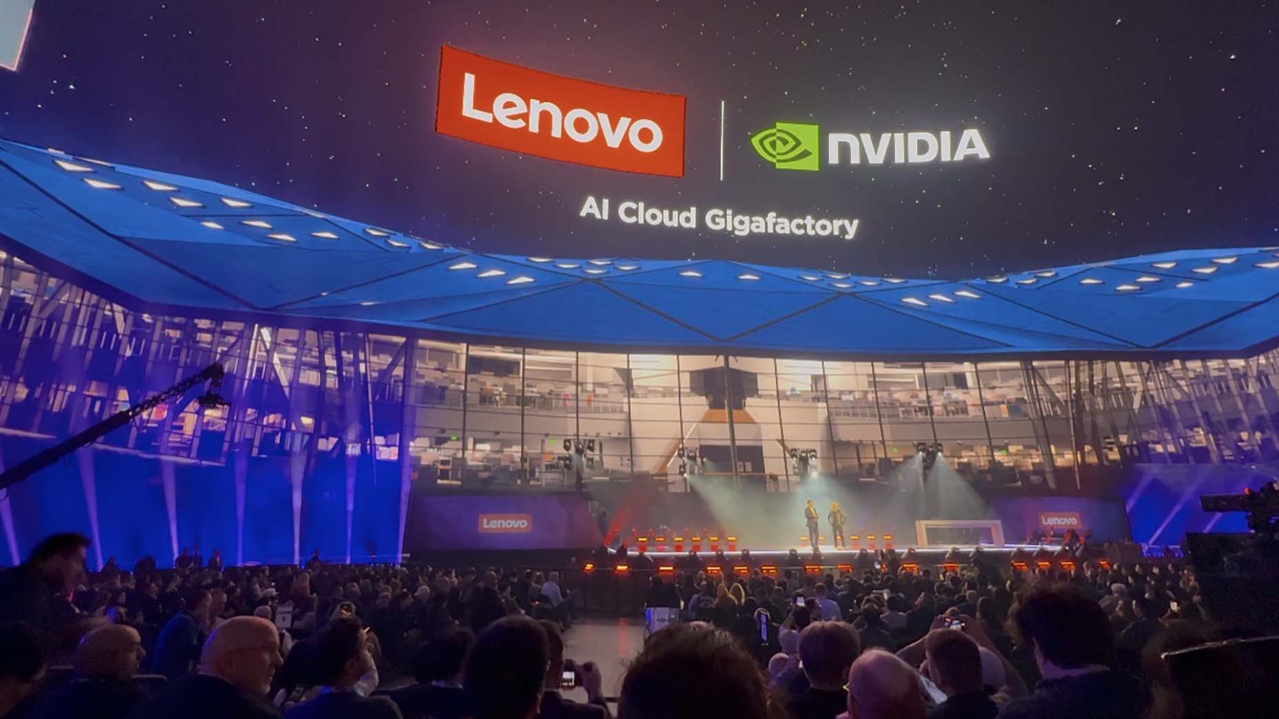 Lenovo NVIDIA AI Cloud Gigafactory visualization at CES 2026