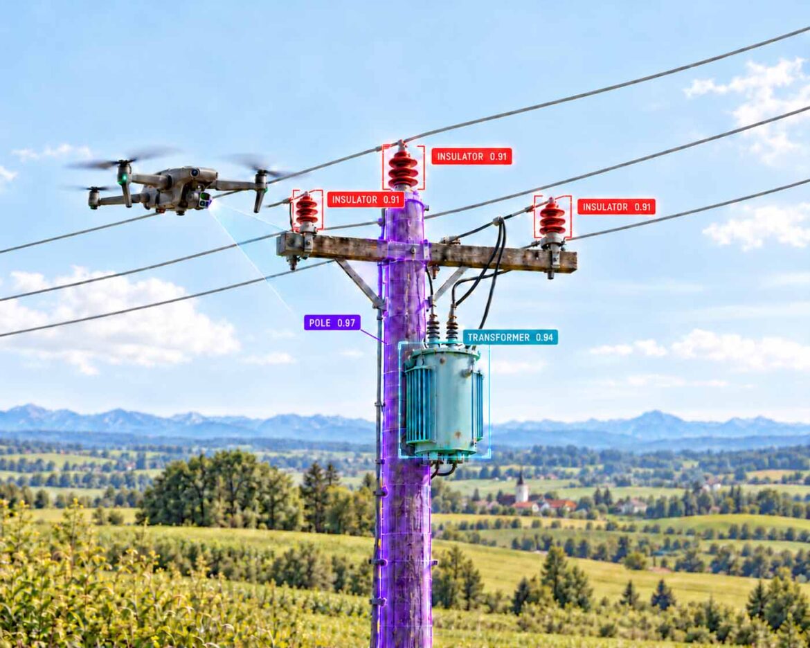 Die Zukunft des smarten Service aus der Luft. Wie KI-Drohnen Strommasten prüfen