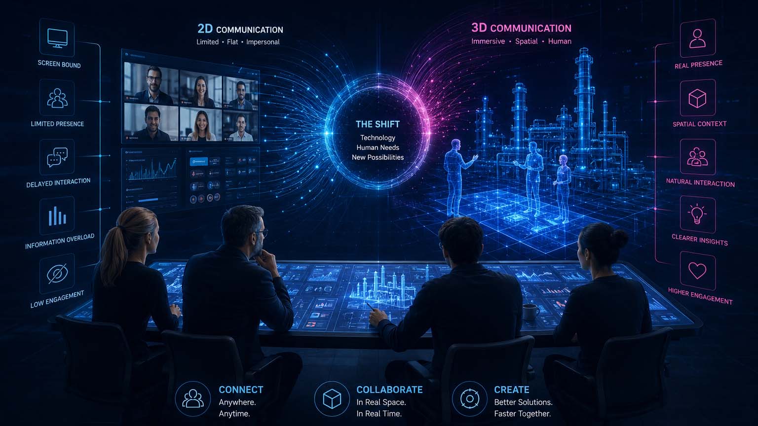 Von zweidimensionaler Bildschirmkommunikation zu räumlicher digitaler Kommunikation